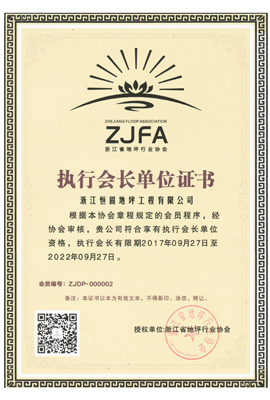 执行会长单位证书
